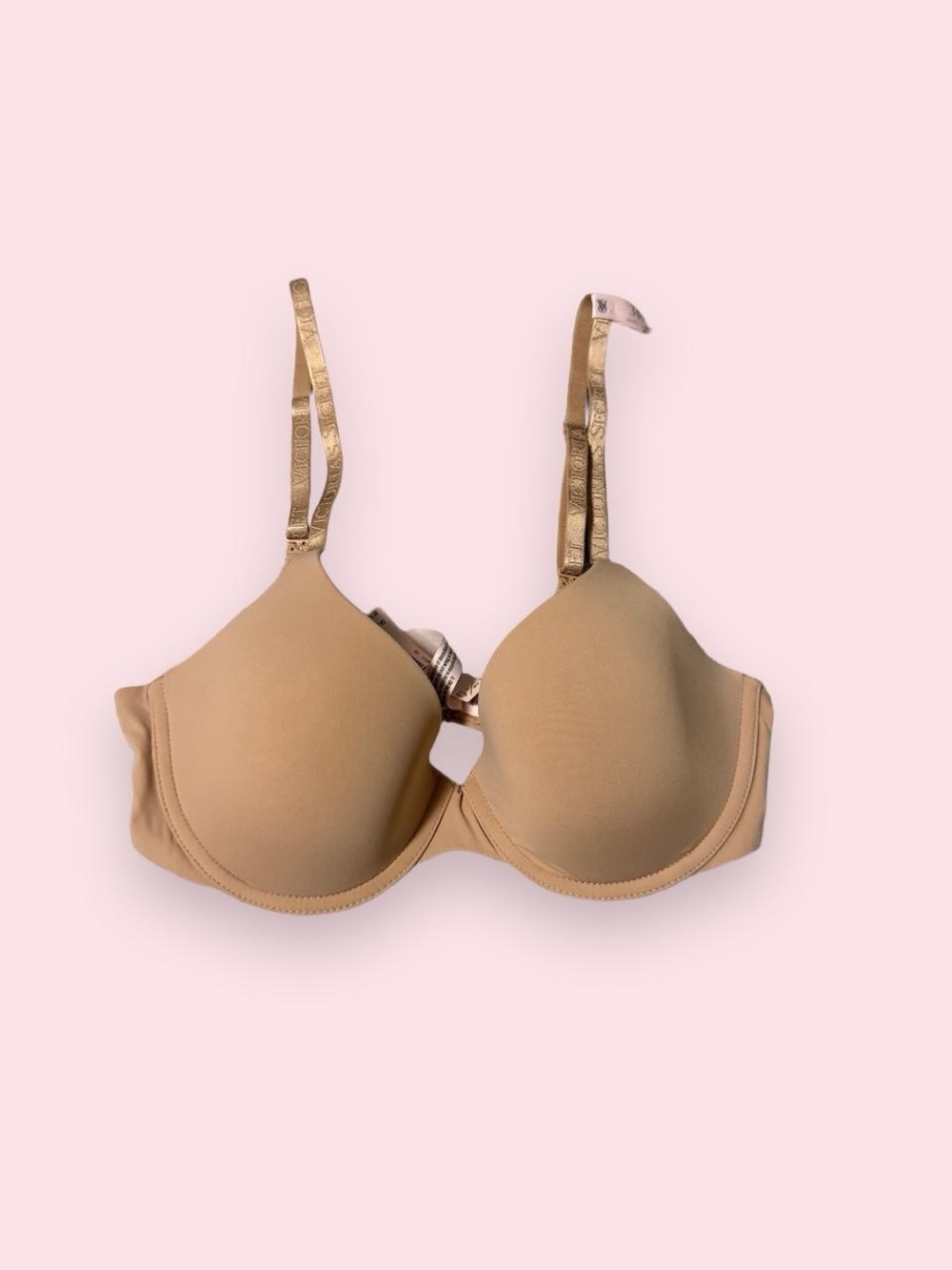 Victoria's Secret Beige T-Shirt Bra with Gold Trim